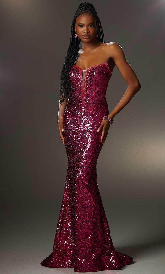 Mori Lee 48004 - Sequined Strapless Gown