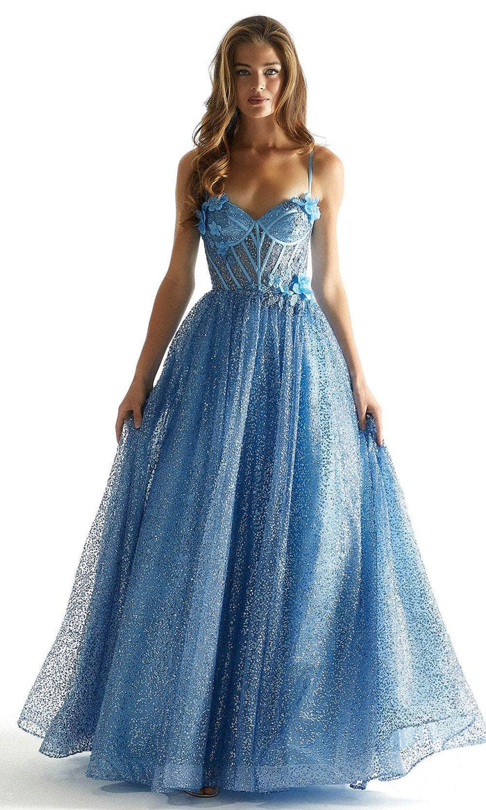 Mori Lee 49001 - Floral Illusion Prom Dress Prom Dresses 00 / Blue