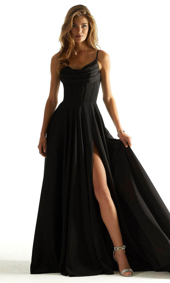 mori lee black prom dress Mori Lee 49170 Lace Top Spaghetti Straps Backless Dress