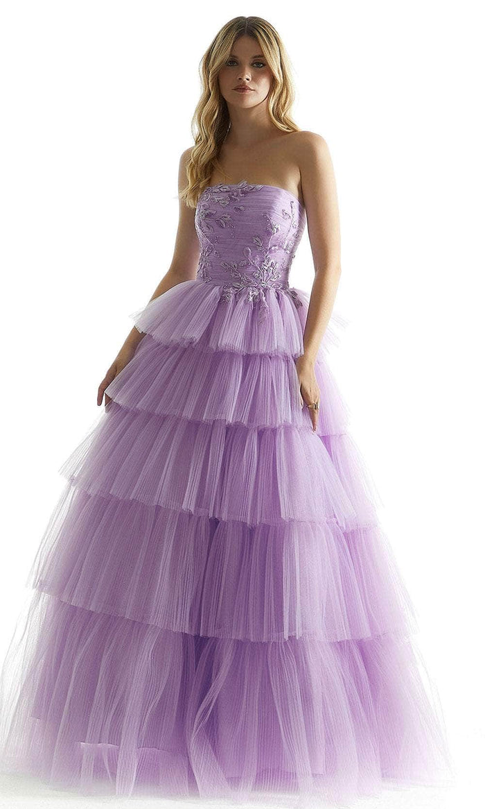 Mori Lee 49042 - Straight Across Tiered Prom Dress Special Occasion Dress 00 / Lilac