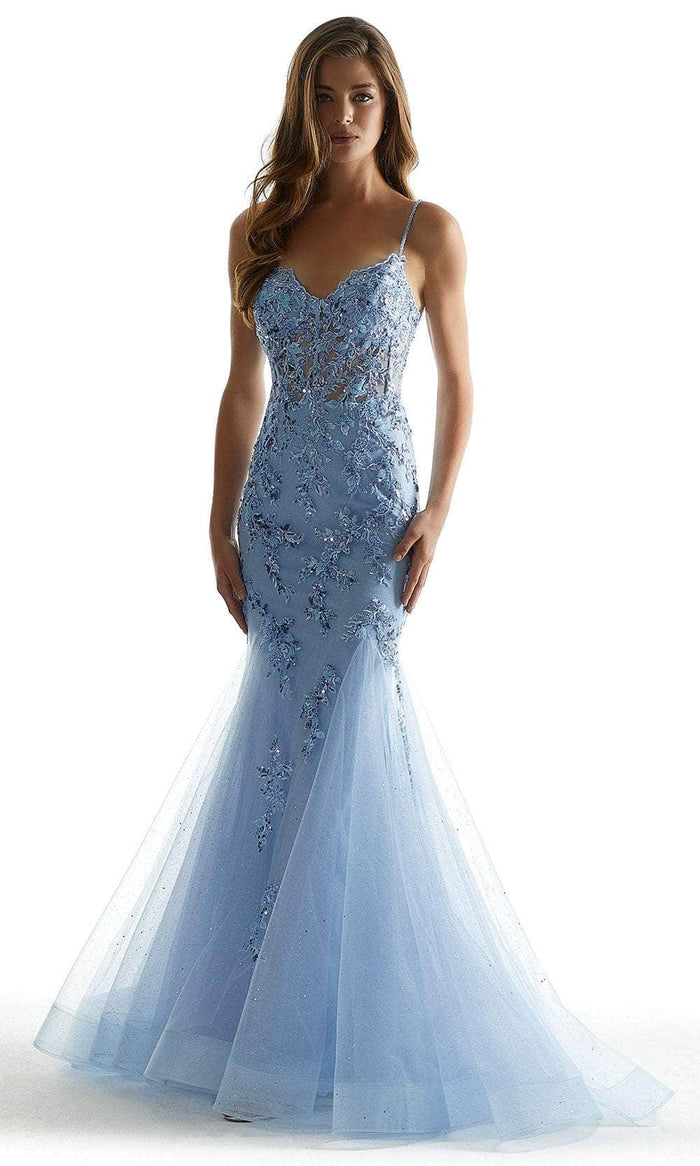 Mori Lee 49043 - Embroidered Sleeveless Prom Dress Prom Dresses 00 / Periwinkle