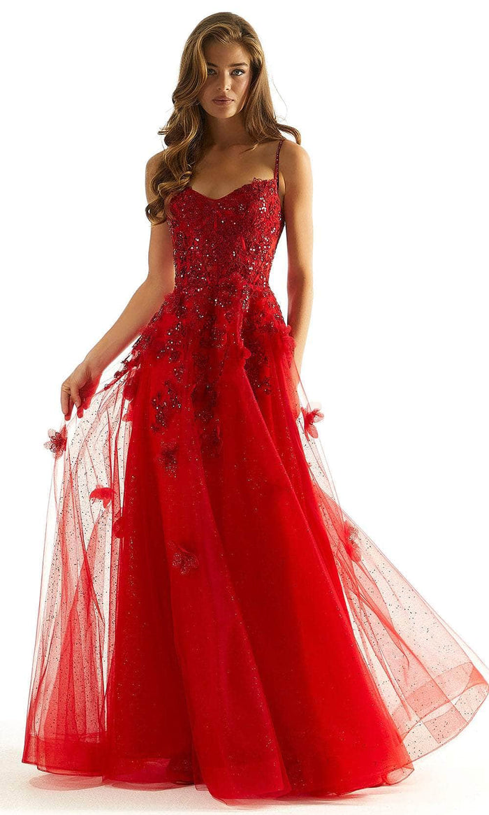 Mori Lee 49049 - 3D Floral A-Line Prom Dress Prom Dresses 00 / Red
