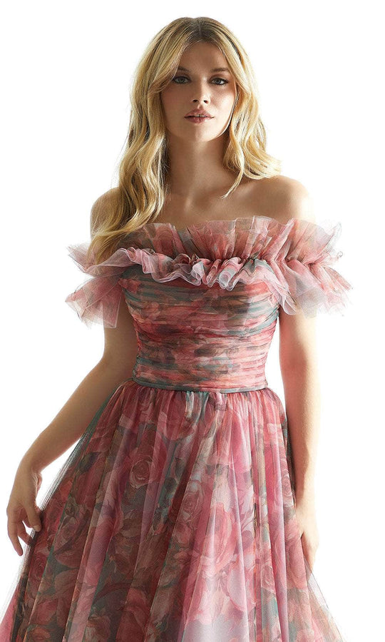 Mori Lee 49057 - Ruched Floral Prom Dress