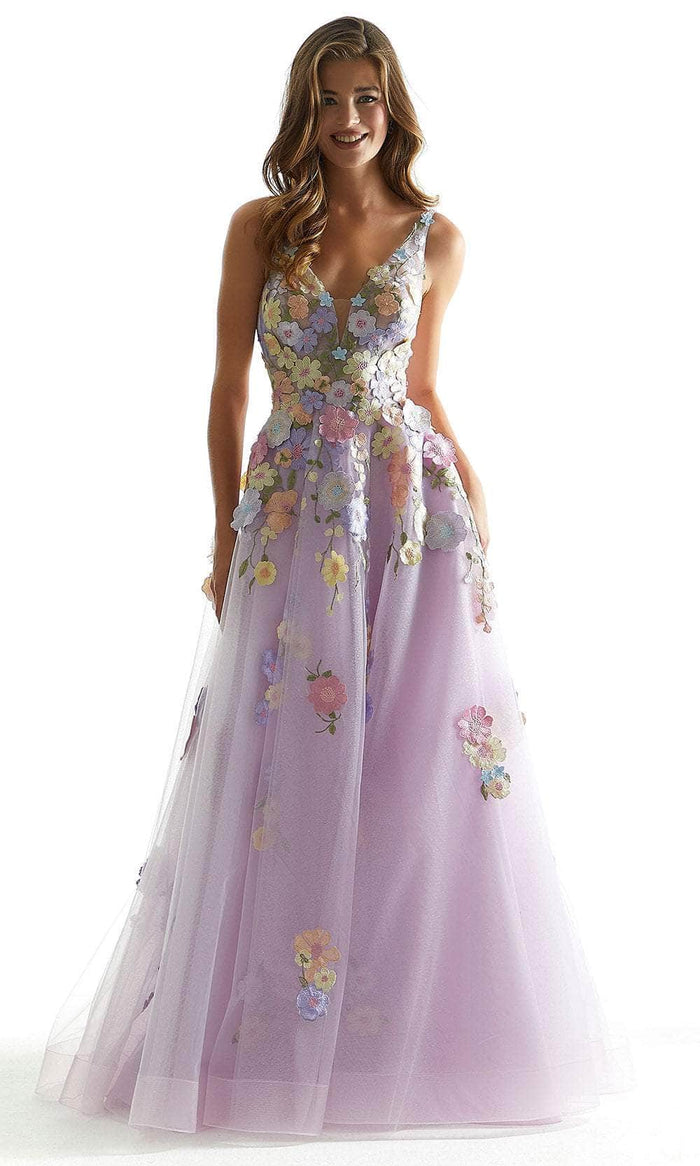 Mori Lee 49074 - Floral A-Line Prom Dress Prom Dresses 00 / Light Purple