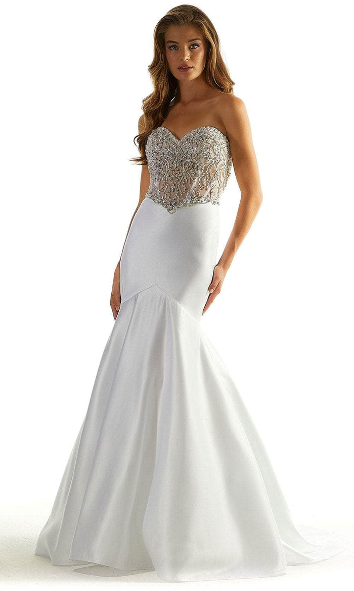 Mori Lee 49090 - Rhinestone Embellished Strapless Prom Gown Prom Dresses 00 / White