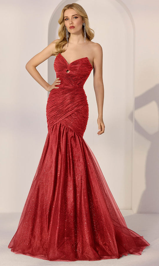 Mori Lee 49209 - Ruched Glitter Tulle Mermaid Gown