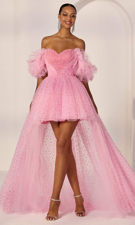 Mori Lee 49280 - Off Shoulder Heart Print Hi-Low Dress