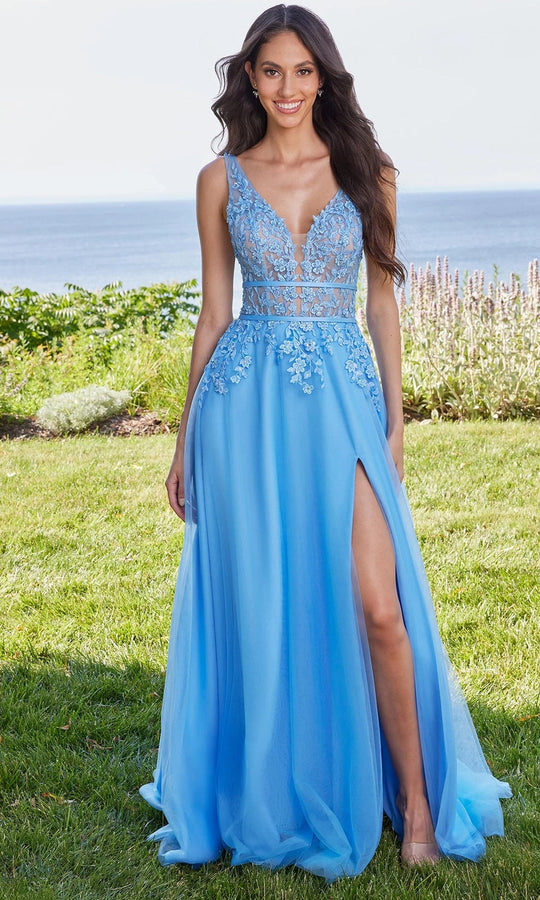 Mori Lee 49318 - Floral Embroidered Sleeveless Tulle Gown