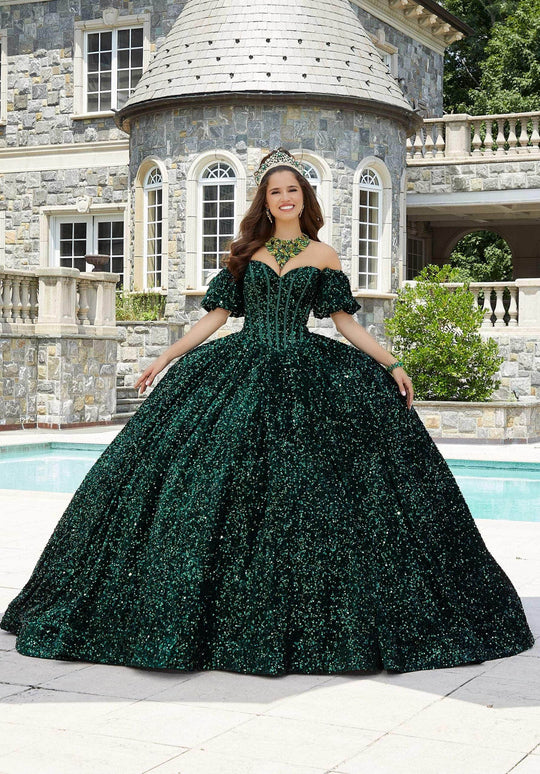 Mori Lee 60171 - Bow-Accented Back Sequin Ballgown