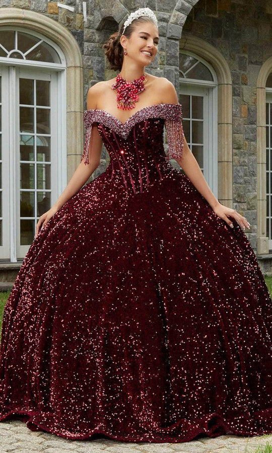 Mori Lee 60177 - Beaded Velvet Quinceanera Ballgown