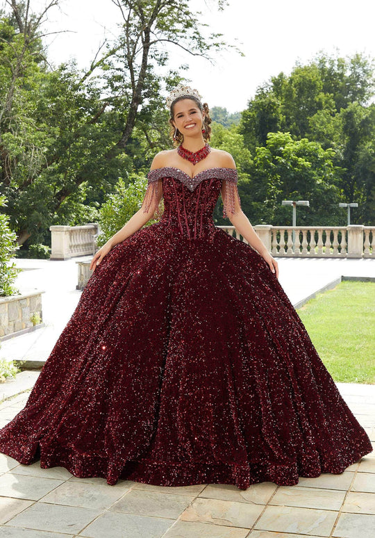 Mori Lee 60177 - Beaded Velvet Quinceanera Ballgown