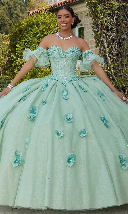 Mori Lee 60183 - Glittering Tulle Floral Embellished Ballgown