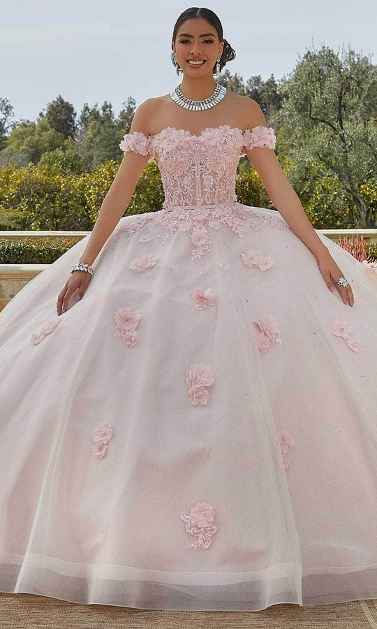 Mori Lee 60185 - Off Shoulder 3D Floral Appliqued Ballgown