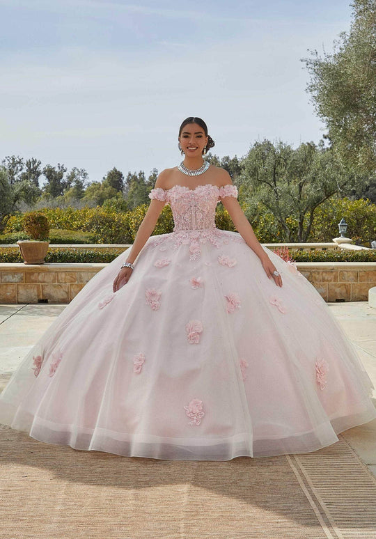 Mori Lee 60185 - Off Shoulder 3D Floral Appliqued Ballgown
