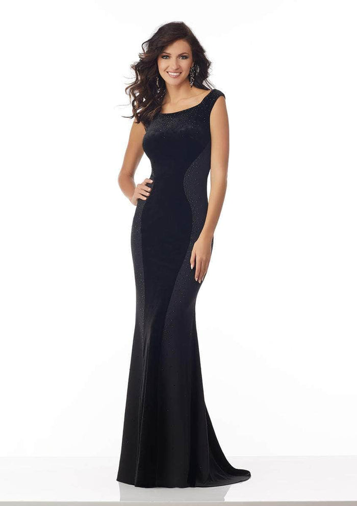 Mori Lee 71830 - Cap Sleeve Beaded Evening Gown Special Occasion Dress 8 / Black