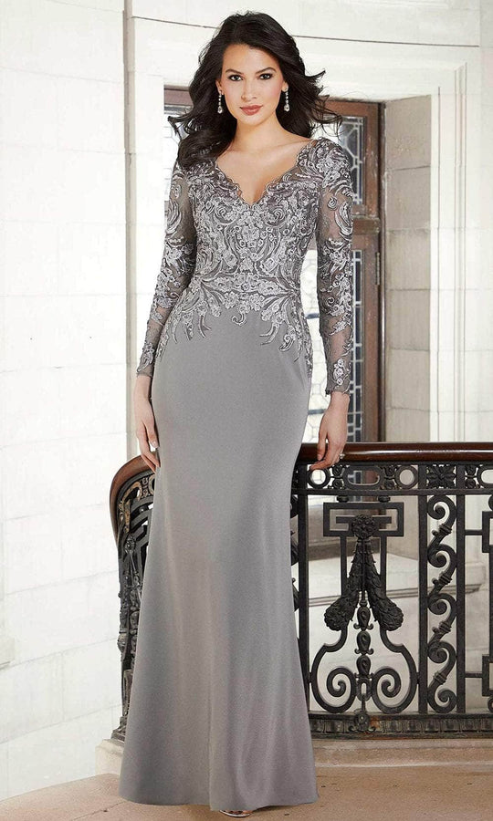 Mori Lee 72611 - Embellished Illusion Long Sleeve Evening Dress
