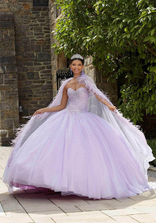 Mori Lee 89348 - Feathered Cape Ballgown