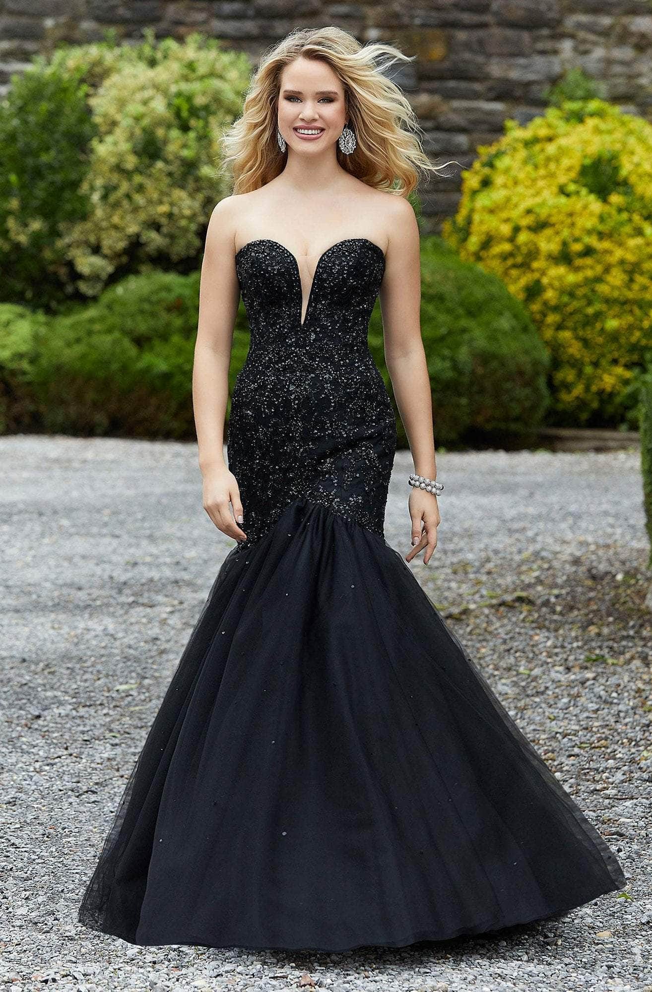 mori lee black mermaid dress Morilee Prom 49014