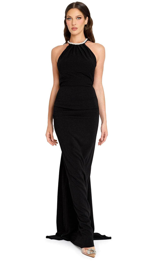 Nicole Bakti 7267 - Beaded Collar Halter Evening Gown
