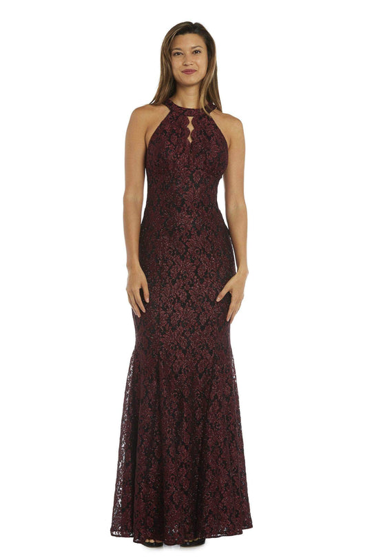 Nightway 21689 - Sleeveless Lace Cutout Dress Special Occasion Dress 6 / Black/Burgundy