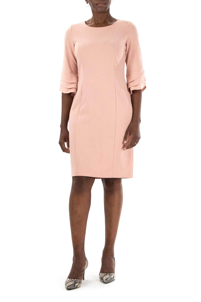 Nina Leonard L1040A - Quarter Sleeve Sheath Dress Formal Dresses S / Blush