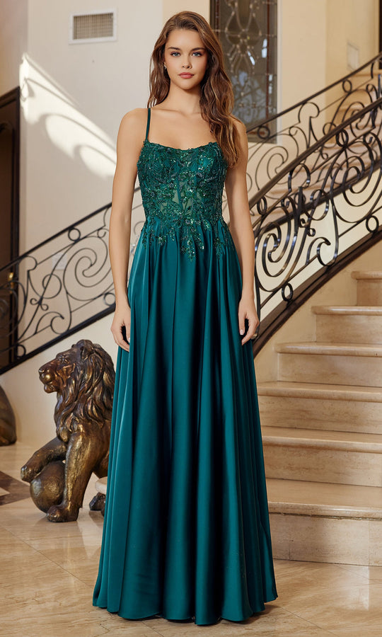 Nox Anabel A1725 - V-neck DressLace Bodice A Line Evening Dress