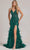 Nox Anabel C1119 - V-Neck Feathered Mermaid Prom Dress Prom Dresses 00 / Emerald