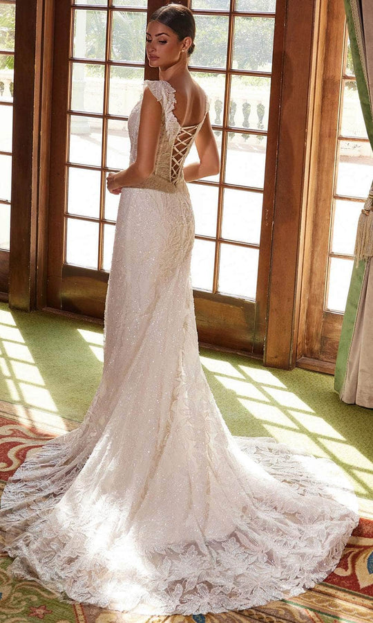 Nox Anabel C1600W - Lace Applique Sheath Gown with Slit