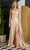 Nox Anabel E1237 - Cowl Sheer Corset Evening Gown Special Occasion Dress 00 / Champagne