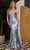 Nox Anabel E1242 - Beaded Bust Cowl Evening Gown Special Occasion Dress 00 / Dusty Blue