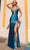 Nox Anabel E1279 - Bejeweled Metallic Prom Dress Special Occasion Dress 0 / Peacock Teal