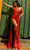 Nox Anabel F1380 - Draped Slit Prom Dress Special Occasion Dress 4 / Burnt Orange