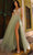 Nox Anabel G1354 - Deep V-Neck A-Line Prom Dress Prom Dresses 6 / Sage Green