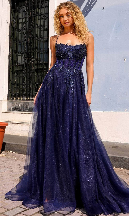 Nox Anabel G1405 - Lace Scoop Slit Prom Dress