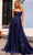 Nox Anabel G1405 - Scoop Lace Appliqued Prom Dress with Slit Special Occasion Dress 00 / Navy Blue
