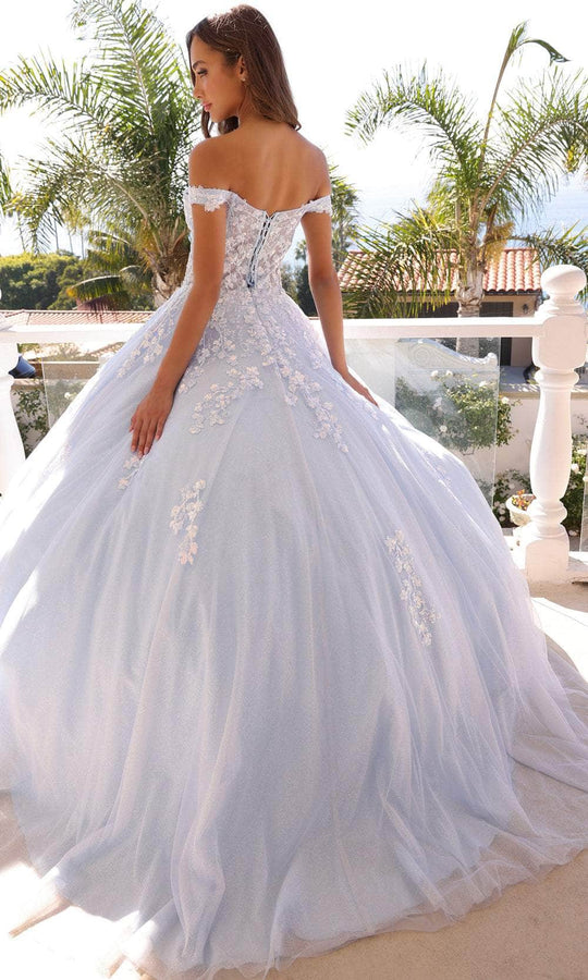 Nox Anabel H1352 - Off-Shoulder Floral Embroidered Ballgown