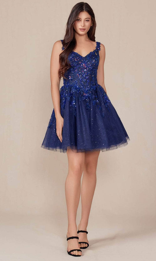 Nox Anabel H846 - V-Neck A-Line Cocktail Dress