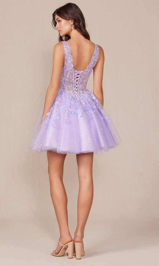 Nox Anabel H846 - V-Neck A-Line Cocktail Dress