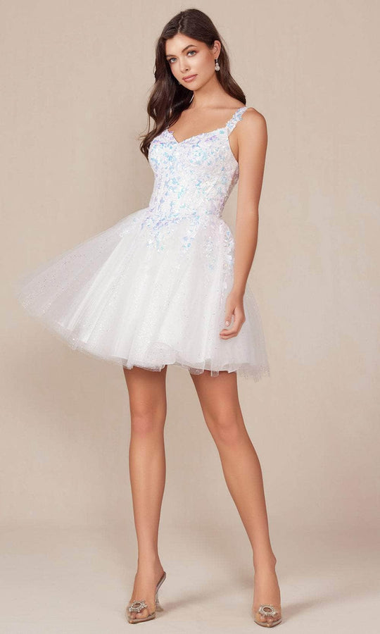 Nox Anabel H846W - Embellished Sleeveless Cocktail Dress