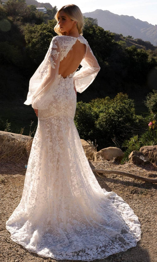 Nox Anabel JE1009L - Plunging V-Neck Lace Mermaid Gown