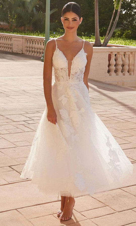 Nox Anabel JE1027 - A-Line Floral Applique Wedding Dress