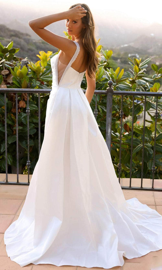 Nox Anabel JE993 - Beaded Strap Square Neck Trumpet Bridal Gown
