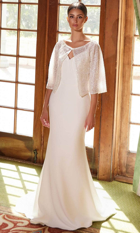 Nox Anabel JW1030 - Elegant V-Neck Sheath Gown