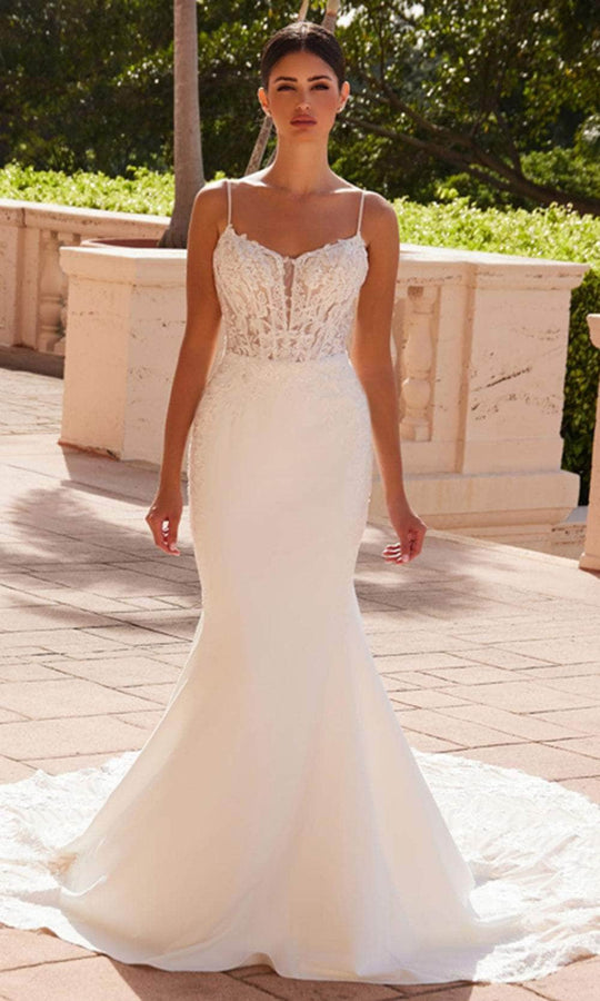 Nox Anabel JW1036L - Sheer Floral Lace Mermaid Gown