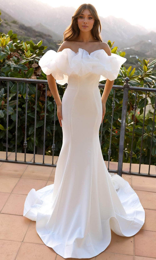 Nox Anabel JW984 - Off-Shoulder Ruffle Mermaid Gown