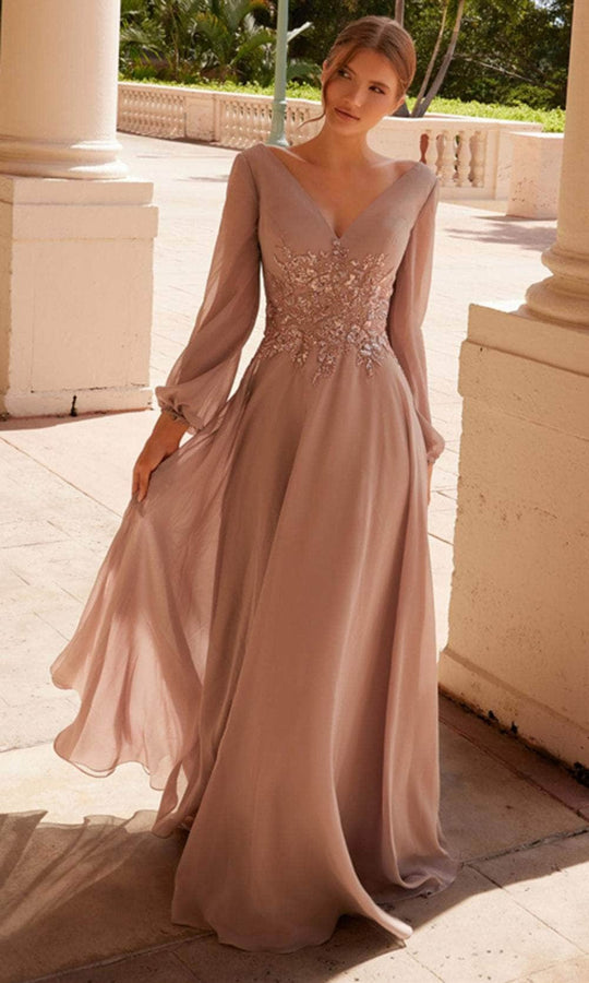 Nox Anabel ME128 - Chiffon A-line Gown with V-Neck
