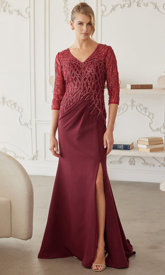 Nox Anabel MH161 - Beaded V Neck Evening Gown