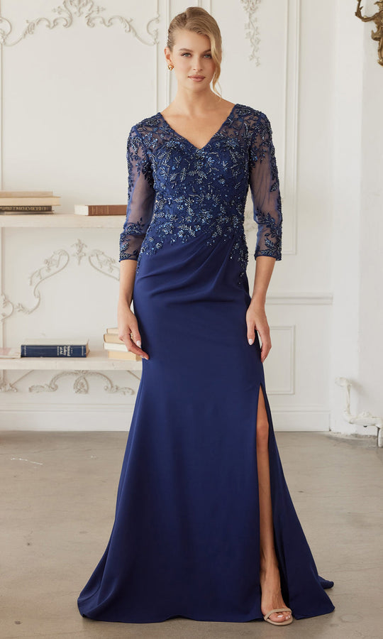 Nox Anabel MH163 - Lace V Neck Evening Gown