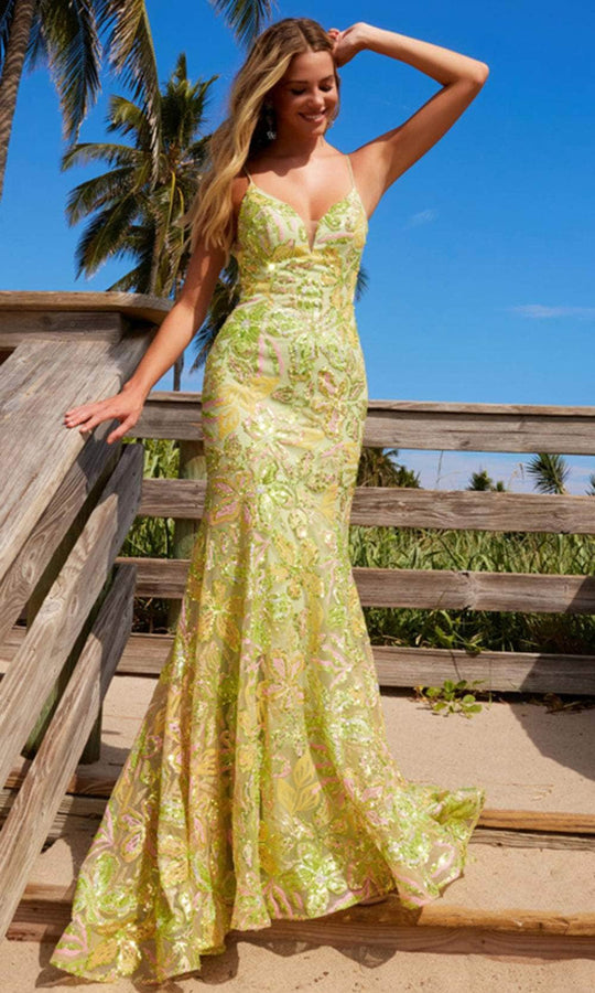Nox Anabel Q1540 - Sheer Bodice Mermaid Gown