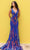 Nox Anabel R1402 - Sequin Embellished Plunging V-Neck Prom Gown Prom Dresses 4 / Royal Multi